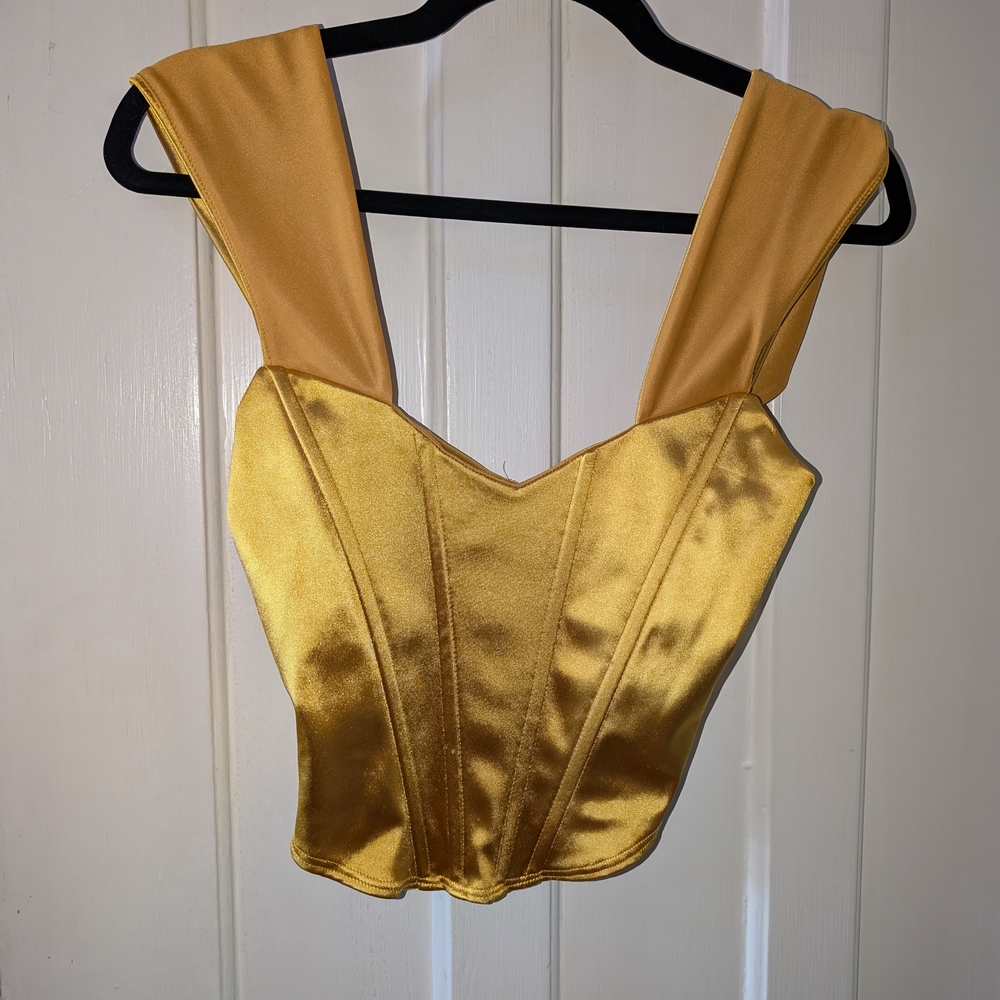 Satin Corset Tank Top - Gold